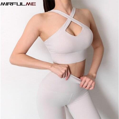 Women Yoga Sets Running Sport Two-Piece Suits Girls Cross Straps Gym Workout Bras Solid Hip-Lifting Leggings Quick Dry Sportwear