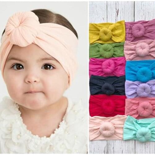 12 pcs/lot , Round Knot Nylon Head wrap, Wide Turban Headband Donut nylon headbands One size fits most