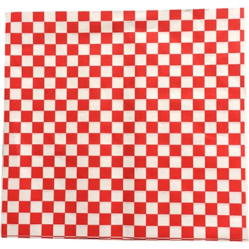 25 Sheets Checkered Sandwich Wrappers, 9.8" x 9.8" Dry Wax Paper, Grease Resistant Black Red Burger Food Basket Liner Oilpaper