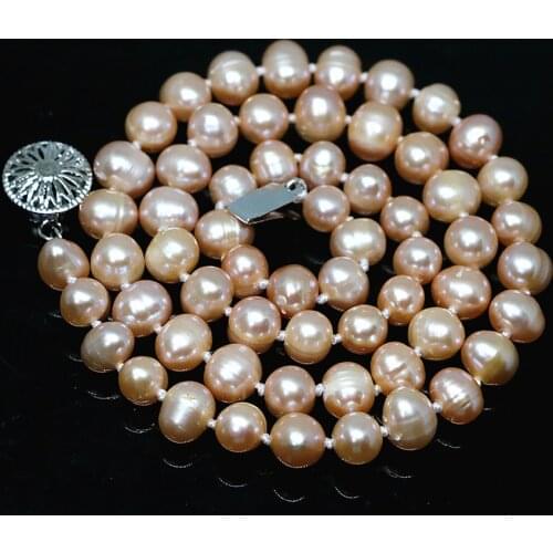 4 sizes natural orange genuine freshwater cultured pearl nearround beads fashion women best gift necklace jewelry 18inch B1500