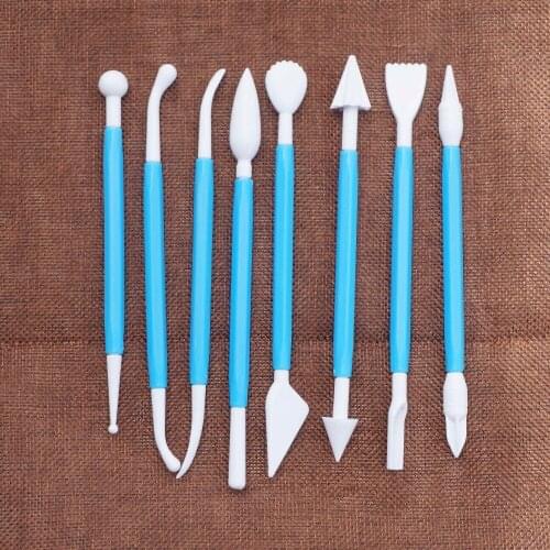 8PCS/Set Fondant Cake Modelling Tool Sugarcraft Flower 16 Patterns Cutter Wheel Tools Wedding Cake Decorating Pen Cake Mold