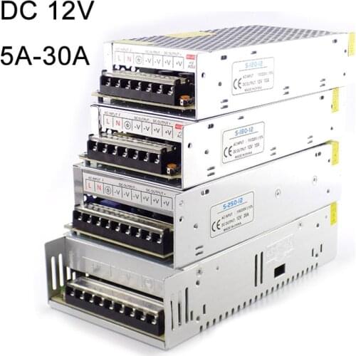 DC 12V 5A~30A Lighting Transformer Power Supply Adapter CCTV Camera Converter for LED Strip Light Switch Driver Charger