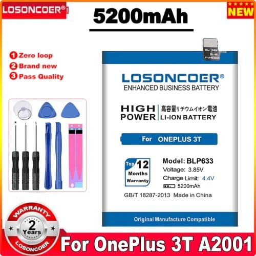 LOSONCOER 4750mAh BLP633 High Quality Battery for OnePlus 3T A3010 1+ 3T Phone OnePlus 3