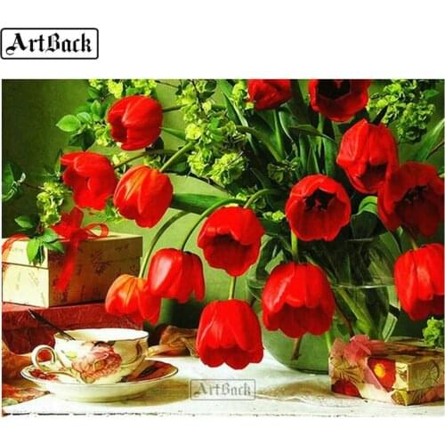 Diamond painting flower 5d full square & round red flower pattern diamond mosaic resin diy 3d diamond embroidery sticker decor