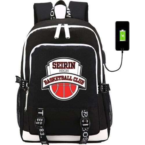 Anime Kuroko no Basketball Boy Cartoon Backpacks USB Charging Backpack School Bags for Boys Futbol Deporte Bag Mochila Escolar