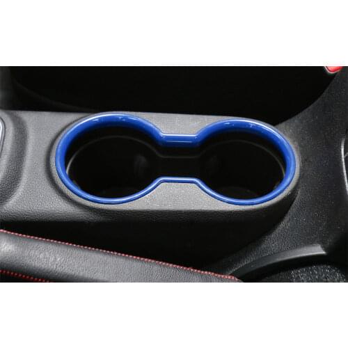 BBQ@FUKA Blue Car Interior Water Cup Holder Trim Cover Frame Styling Sticker Fit For 2011-2016 Jeep Wrangler JK Car Accessory
