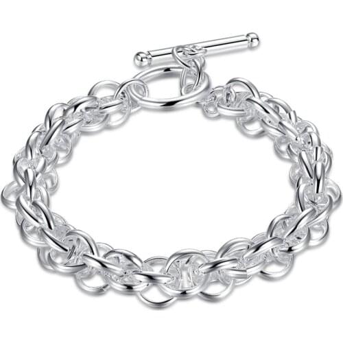 Free Shipping Hot Deals Standard Sterling Silver Bracelets Fashion Round Silver Chain Bracelets TO Locks Mens Birthday Gift