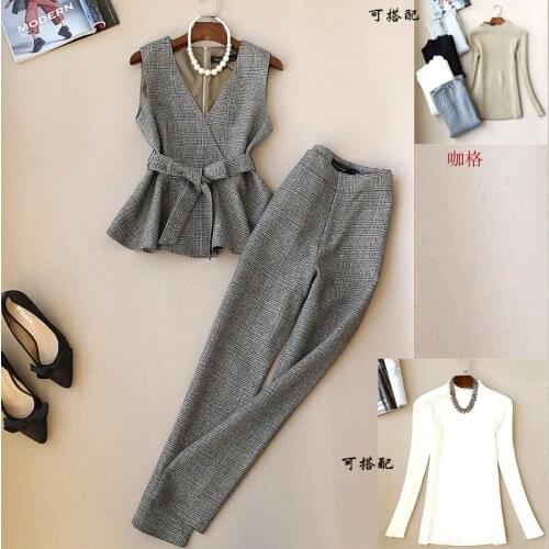 FREE SHIPPING Women Fashion Clothing Set Elegant Sleeve Suit Vest and Pants Two-pieces One Set