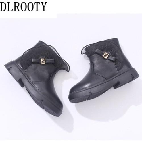 Winter Children Snow Boots Warm Shoes For Boy Girl Short Plush Flat Baby Kid Outdoor Fashion Thick Ankle Martin Boots Non-slip