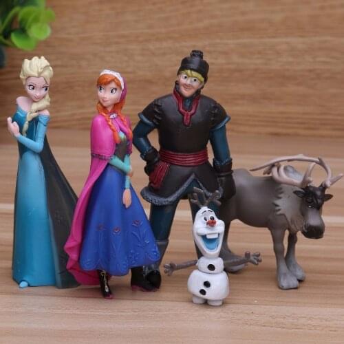 Disney Frozen Princess 5pcs/Lot 5-10cm Anna Elsa Action Figures Kristoff Sven Olaf Pvc Model Dolls Collection Birthday Gift Toys