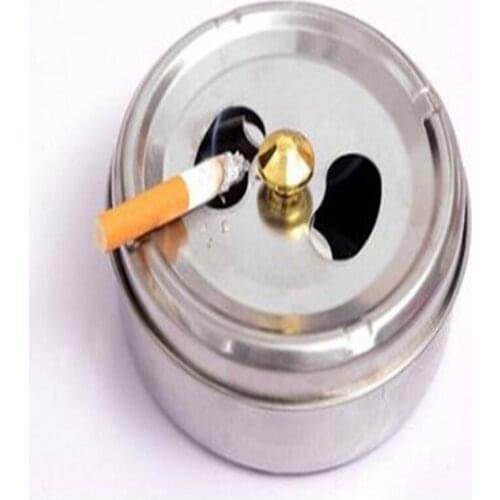 Creative Home New Practical Smoking Accessories Stainless Steel Ashtray Lid Rotation Fully Enclosed Home Supplies