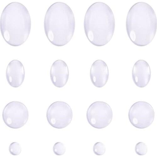 Round Square Oval Flat Round Glass Back Transparent Clear Magnifying Glass Cabochon Cameo Cover for DIY Jewelry Findings