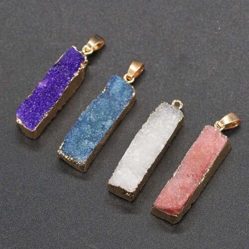 Natural Stone Rectangle shape Crystal cluster Pendant Exquisite Charms for jewelry making DIY necklace bracelet accessories