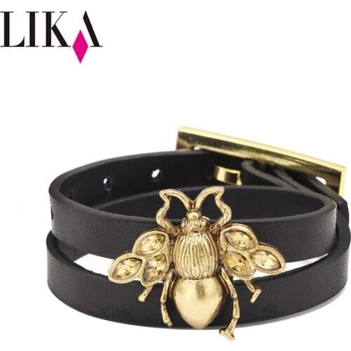 LIKA 2020 Creative new bee studded leather bracelet ladies cross-border PU bracelet small commodities Korean bracelet