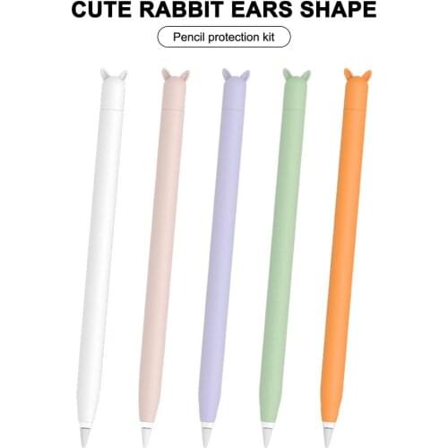 Cute Cat Ear Anti-scroll Soft Silicone Protective Sleeve Pouch Case Skin Cap Cover For Apple Pencil 1st Generation