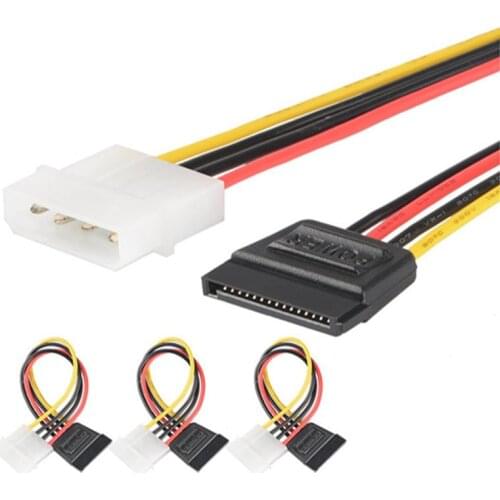Molex 4 Pin IDE to SATA 15 Pin HDD Power Adapter Cable Hard Drive Adapter Male to Female Molex SATA Power Cable