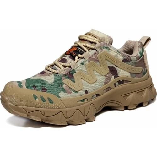 Mens Tactical Boots Camo Python Pattern Outdoor Low-Cut Wearproof Hiking Shoes Women Camping Trekking Military Boots 39-45 Size