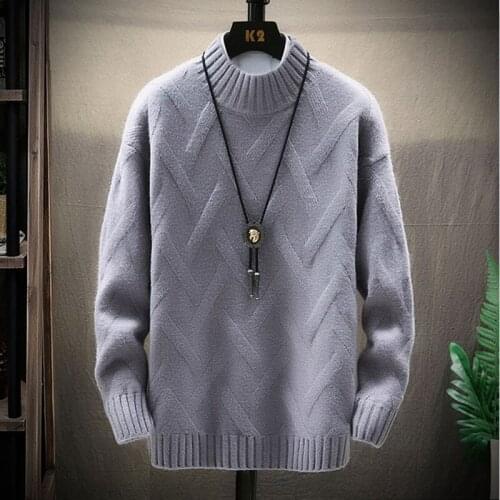 LDKVGSU Geomatric Mens Sweater Korea Style Elegant Fashion Turtlenecks Fall Winter New Soft Men Jumper Top Mens Sweater O29