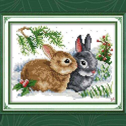 Lucky Rabbits Handmade Cross Stitch Cross Stitch Set Chinese Cotton Cross-Stitch Kits Embroidery High Quality Home Decor