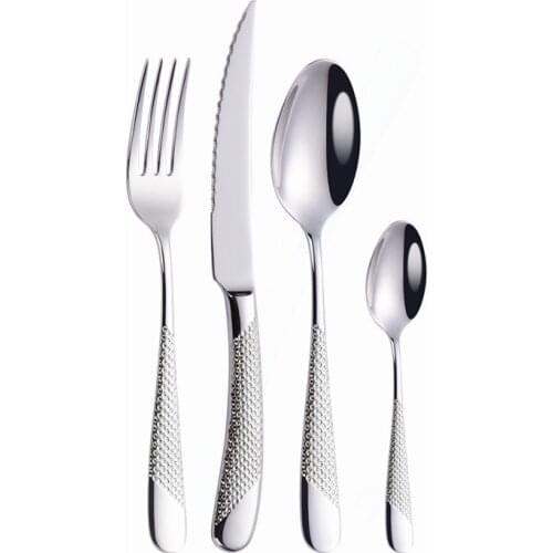 Stainless Steel Cutlery Set 4pcs Mirror Tableware Set Knife Spoon Fork Set Dinnerware Luxury Kitchen Tableware Silver Flatware