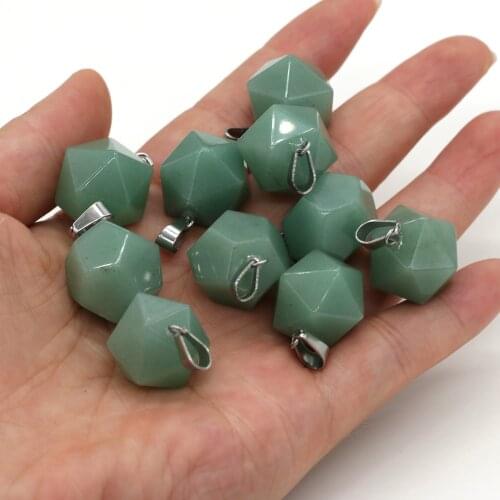 1pc Natural Stone Faceted Pendant Green Aventurines Charms Crystal for Women Jewelry Making DIY Necklace Earring Gift