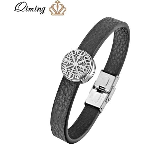 Мужские кожаные браслеты QIMING China At AliExpress
