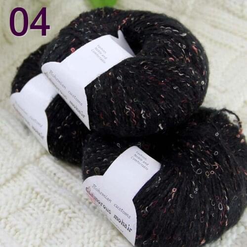 Sale 3SkeinX50gr Luxury Fluffy Soft NEW MOHAIR Shawls Hand Knit Crochet Yarn Black 825-04-3