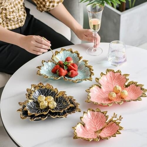 Luxury Storage Tray Ceramic Jewelry Decorative Serving Tray Set Cake Dessert Tableware Varieties Plate Dining Dish Organizer