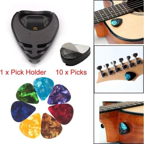 Discount!Guitar Picks & Guitar Pick Holder Easy to Paste on the Guitar Suitable for Acoustic Guitar Electric Guitar Bass Ukulele