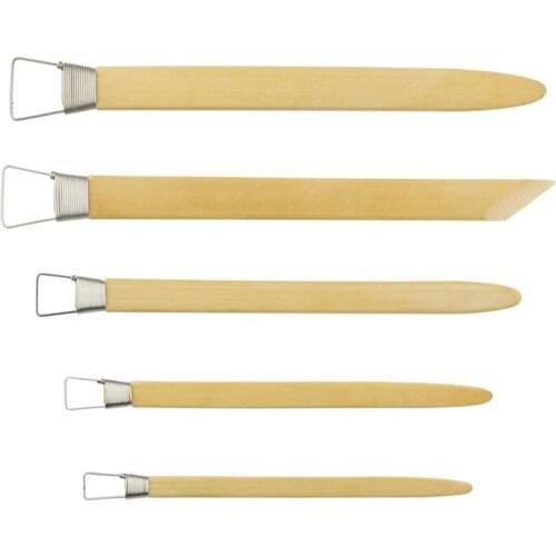 5Pcs Clay Tool Scraper Bamboo+stell with tooths Sculptural Polymer Super-Quality Pottery Plasticine Surgeon DIY Art Manual