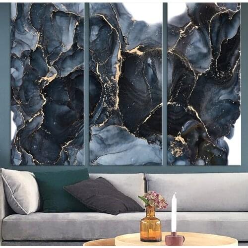 Modern Abstract Luxury Black Gold Marble Canvas Paintings Decorative Wall Art Prints Posters and Pictures for Bedroom Home Decor