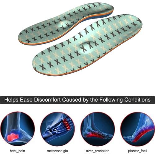 Green Printing Memory Foam Orthotic Arch Support Shoe Inserted Insoles for Women and Men EVA Orthopedic Insole