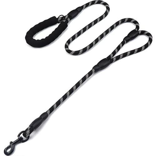 1.8M Pet Dog Leash Reflective 2 Handles Round Nylon Braid Leashes Running Walk Training Leash For Medium and Large Dogs