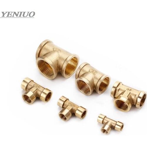 Tee Type Brass Pipe Fitting Adapter Coupler Connector For Water Fuel Gas 1/8" 1/4" 3/8" 1/2" 3/4" 1"BSP Female Thread 3 Way