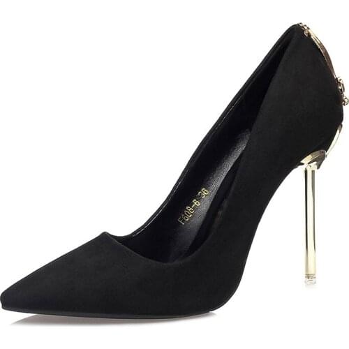 NEW 10.5CM PUMPS fashion point high heels nightclub sexy metal with womens shoes stiletto bow single shoes