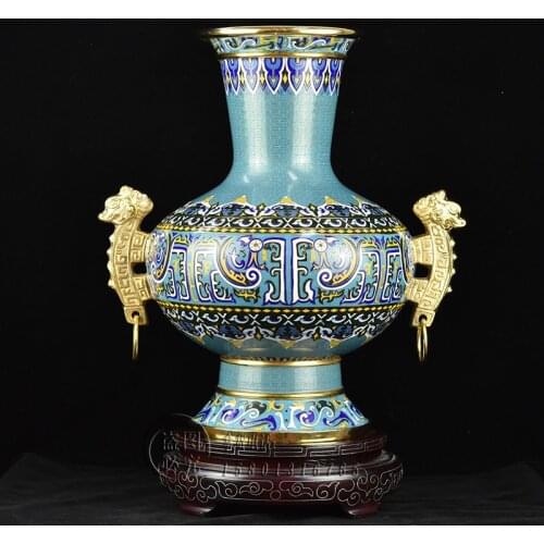 Zhang Tonglu Cloisonne Vase 15-Inch Silk Pattern Cloisonne Cloisonne Enamel Ornaments Beijing Traditional Characteristic Crafts