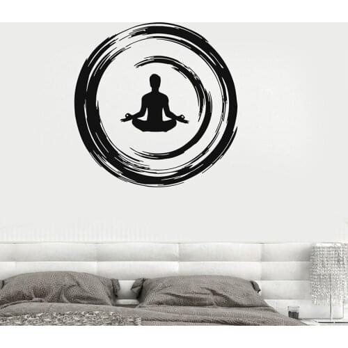 Vinyl Wall Decal Buddhist Meditation Enso Circle Yoga Studio Bedroom Wall Stickers Relax Meditate Art Mural Home Decor S1182