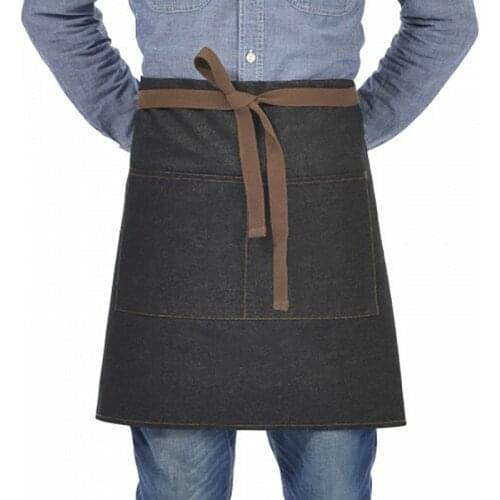 High Quanlity Waist Denim Apron Men Pinafore Unisex Japanese Barista Vintage Half Cooking Aprons Waiter