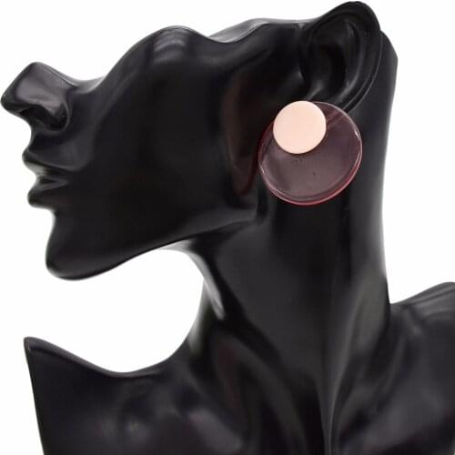 Bohemian Double Round Resin Stud Earrings for Women Wedding Party Engagement Small Earring Birthday Gift pendientes mujer