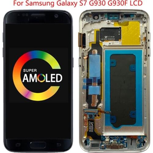 SUPER AMOLED G930 LCD For Samsung S7 LCD Display Touch Screen With Frame Digitizer Assembly For Galaxy G930 G930F LCD Repair