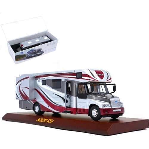 1:42 Scale Multi-Function Travel RV Diecast Alloy Bus House Car Model Metal Vehicle Toy Van Collection Decoration Children Gift