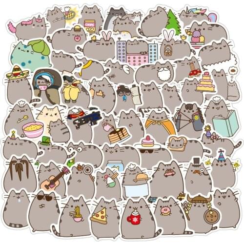 10/30/50PCS Cartoon Cute Fat Cat Cartoon Sticker Graffiti Sticker Sticker Luggage Trolley Case Laptop Cup Waterproof Sticker