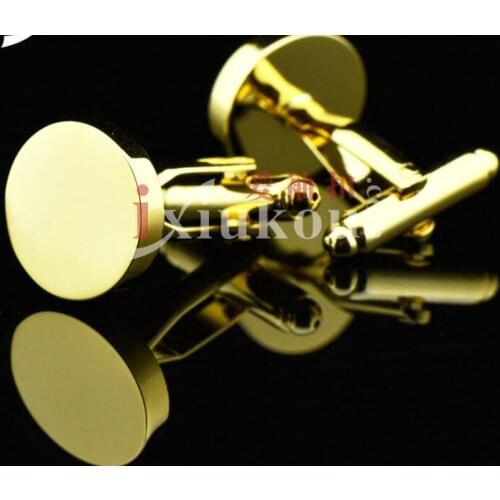 10pairs/lot Classic Round Cufflinks Silver/Gold Plain Bright Cuff Links Simple Fashion Cuff Button Mens Jewellery Wedding Gift