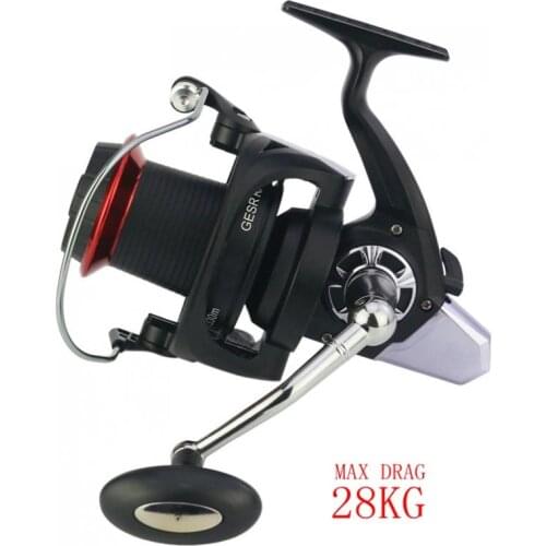 10000 Series 14+1 Ball Bearings 4.1:1 Spinning Fishing Reel Metal Spool 28KG/62LB Max Drag Jigging Trolling Interchangeable