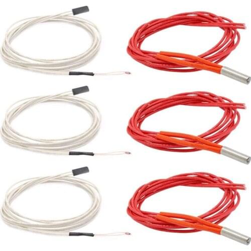 3Pcs Ntc 3950 100K Thermistor With 1 Meter Wiring And Female Pin Head + 3Pcs 12V 40W 620 Ceramic Cartridge Heater For 3D Print