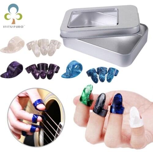 4pcs/set 1 Thumb + 3 Finger Guitar Picks Celluloid Fingerpicks Guitar Plectrum Sheath For Acoustic Electric Guitar Thickness ZXH