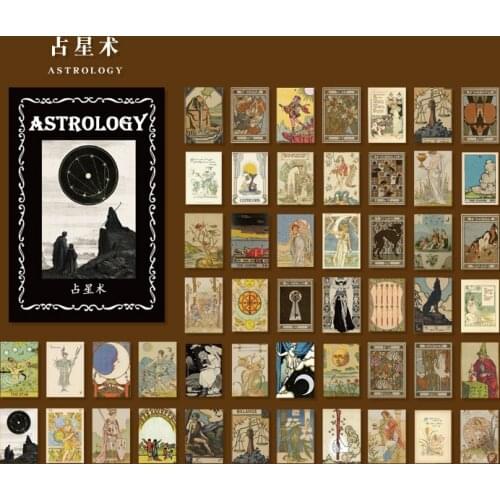 50 Sheets Fantasy Astrology Pocket Book Material Paper Junk Journal Planner Scrapbooking Vintage Decorative DIY Craft Paper