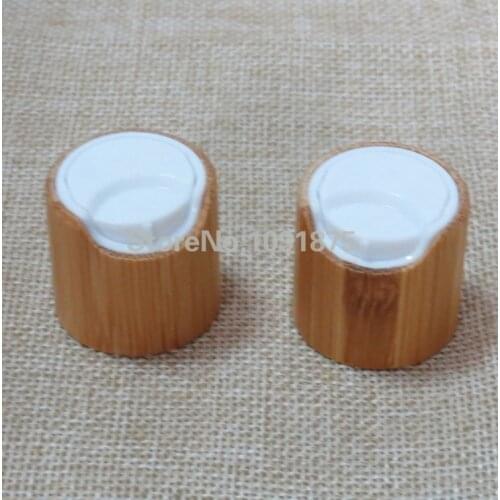 Free shipping 20/410 24/410 bamboo disc top caps lids covers for cosmetic bottles