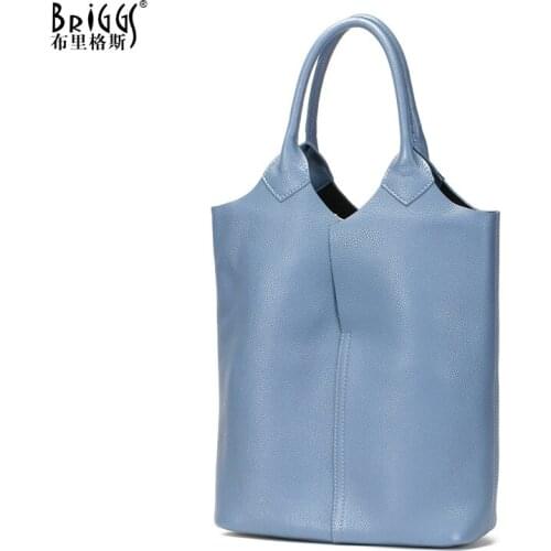BRIGGS New 2020 Fashion Women Top-handle Bag Genuine Leather Handbag Elegant Lady High Quality Shoulder Bags Female Casual Totes