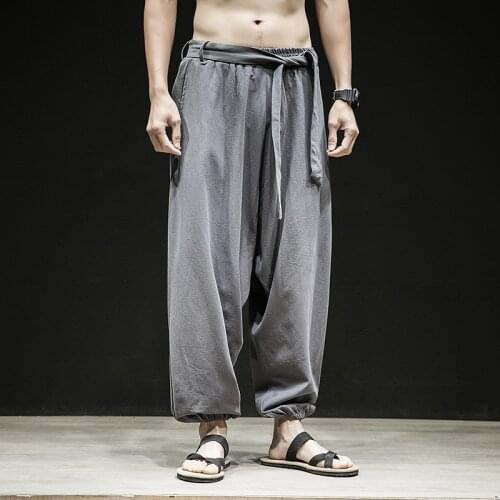5XL Plus Size Cotton Linen Harem Pants Mens Jogger Pants 2020 Male Casual Summer Track Pants Trousers kung fu new arrival